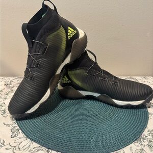 Adidas Men's Black and Green Golf Shoes